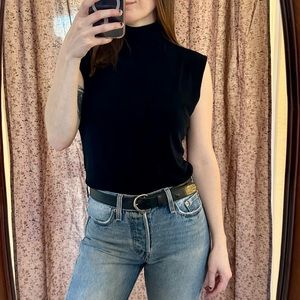 Vintage slouchy black turtleneck tank top
